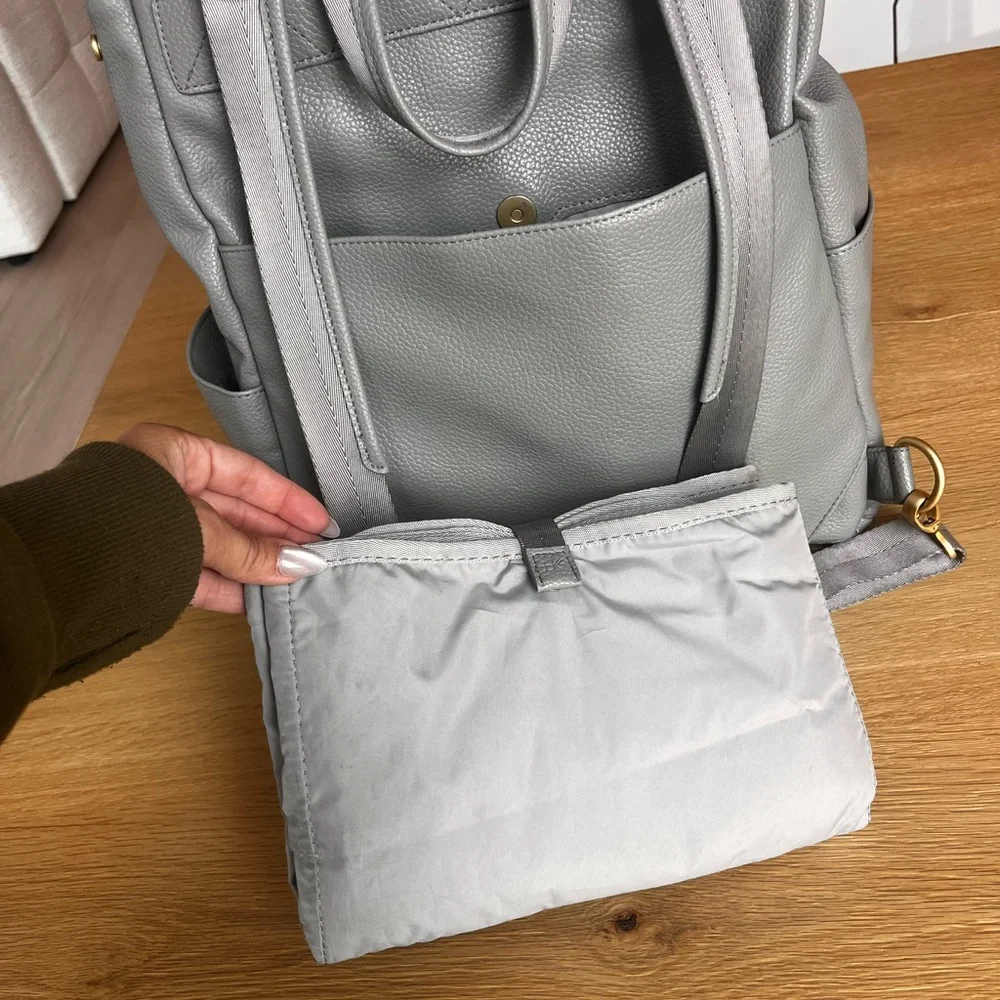 Freshly picked diaper bag backpack in stone